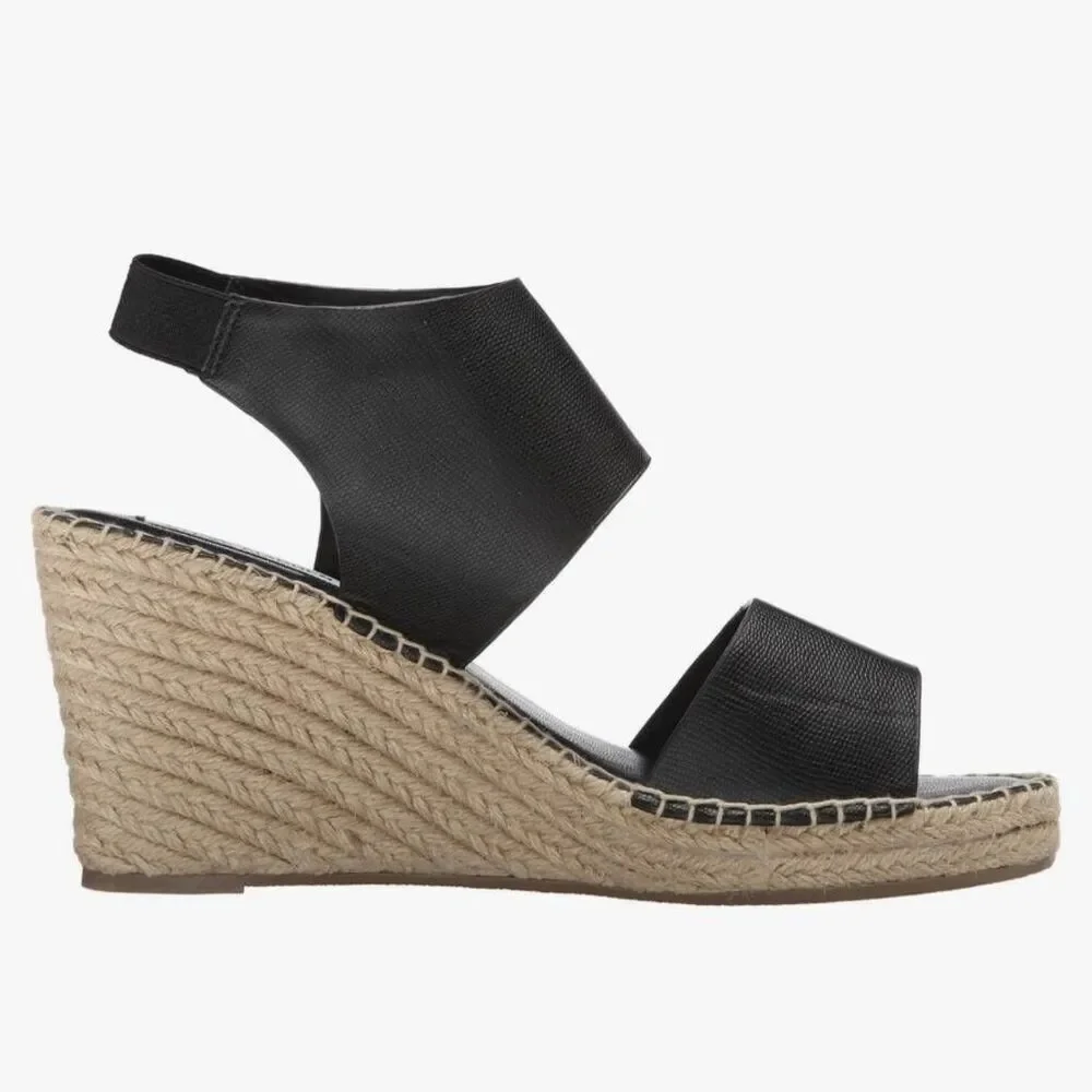 Steve Madden Edaya Black Espadrille Wedge Sandals Size 8M